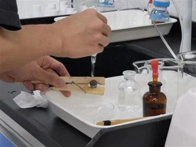 Teste de aço metálico